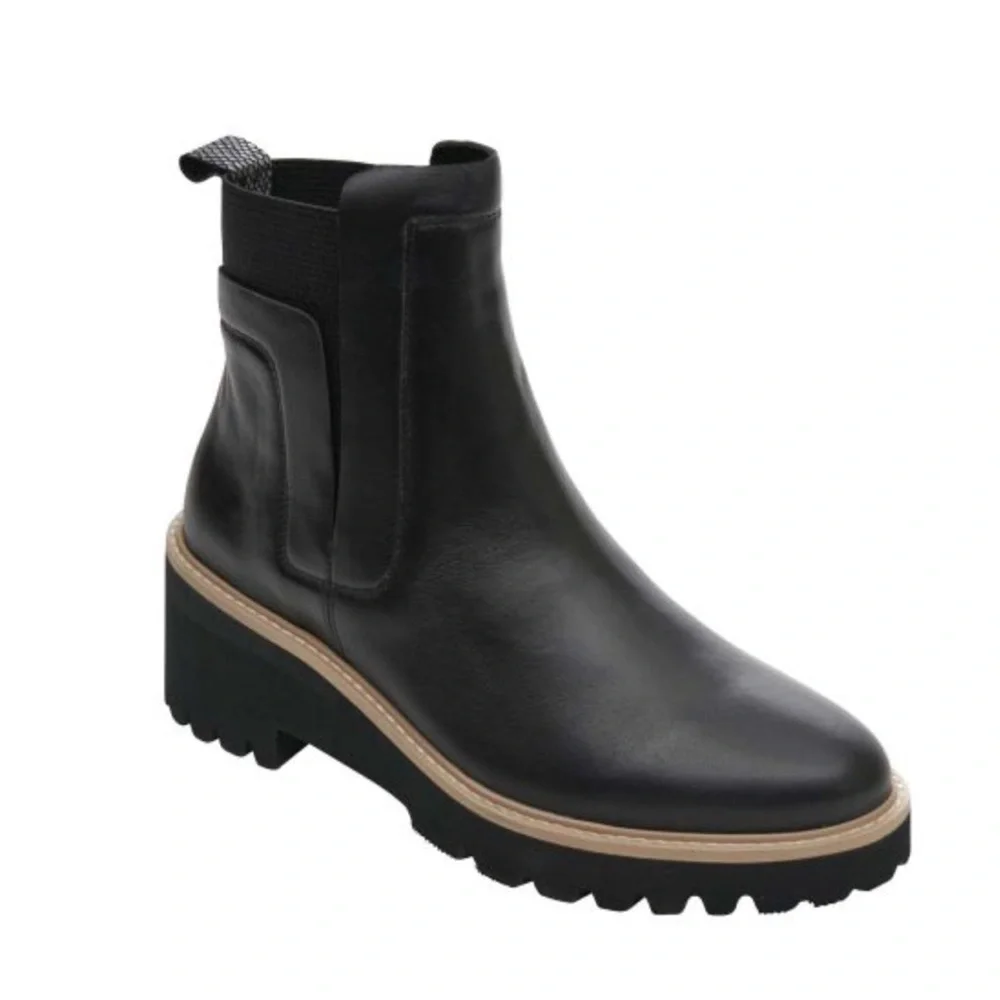 Black Leather Ankle Chelsea Boots - Picture 1 of 6